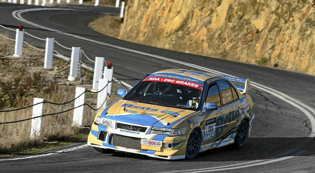 Driver Rob Balint and navigator Peter Lane during one leg of Targa Tasmania.